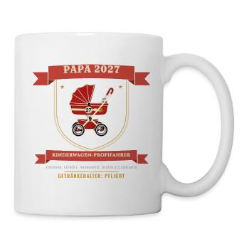 Papa 2027 – Kinderwagen Profifahrer Werdender Papa - Tasse - Weiß - Rechts