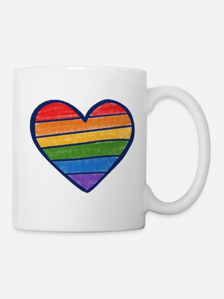 Regenbogenstolzherz - Tasse - Weiß