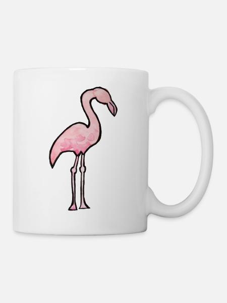 Aquarell Flamingo Pink Silhouette - Tasse - Weiß