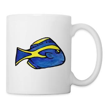 Blauer Kaiserfisch mit gelbem Streifen - Tasse - Weiß - Rechts
