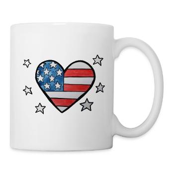 Patriotisches Sternen-und-Streifen-Herz - Tasse - Weiß - Rechts
