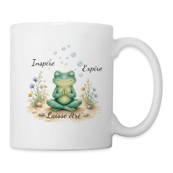 Meditativer Zen-Frosch - Tasse - Weiß - Rechts