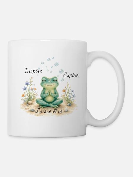 Meditativer Zen-Frosch - Tasse - Weiß