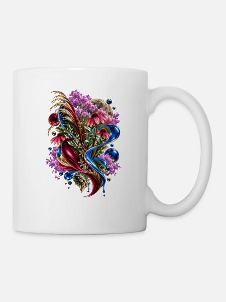 Kosmische Blütenbänder - Tasse - Weiß