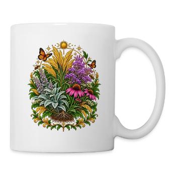 Sonnenmond Blumenkranz - Tasse - Weiß - Rechts