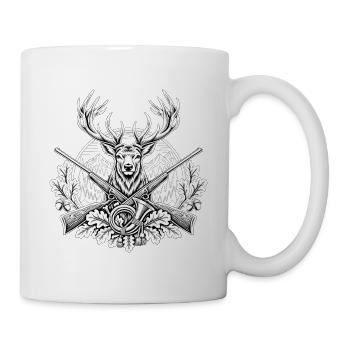 Hirschkopf mit Gewehren im Wald - Tasse - Weiß - Rechts