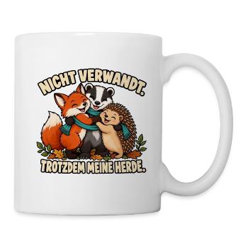Nicht verwandt – Trotzdem meine Herde - Tasse - Weiß - Rechts