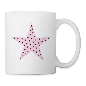 Rosa Stern mit schwarzen Punkten - Tasse - Weiß - Rechts