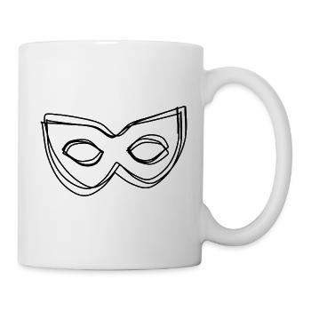 Maske handgezeichnet - Tasse - Weiß - Rechts