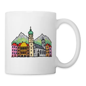 Innsbruck Skyline im bunten Kinderstil - Tasse - Weiß - Rechts