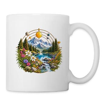 Kosmischer Blumenzauber im Bergtal - Tasse - Weiß - Rechts