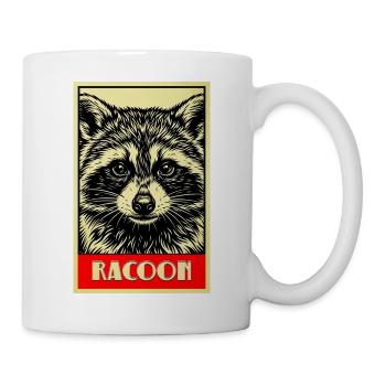 Waschbär Retro Illustration Vintage Raccoon - Tasse - Weiß - Rechts