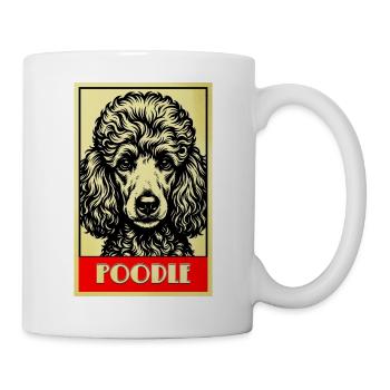 Pudel Hund Retro Vintage Hunde Portrait - Tasse - Weiß - Rechts