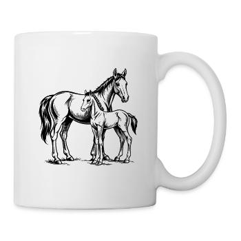 Pferd mit Fohlen - Tasse - Weiß - Rechts