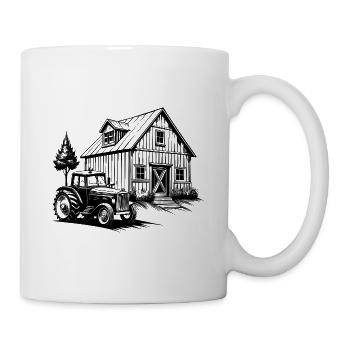 Rustikale Scheune mit Traktor - Tasse - Weiß - Rechts