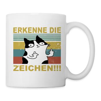 Erkenne die Zeichen Lustige Katze - Tasse - Weiß - Rechts