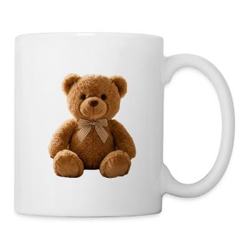 Kuschelbär mit kariertem Band - Tasse - Weiß - Rechts