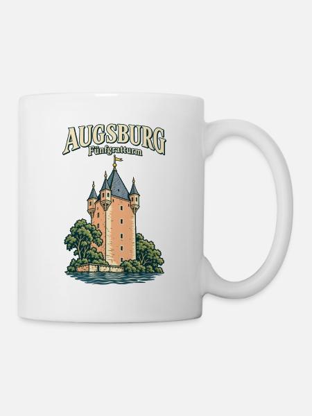 Augsburg Fünfgratturm - Tasse - Weiß