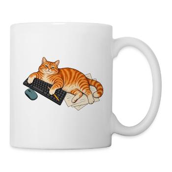 Mein Schreibtisch – Katze auf der Tastatur - Tasse - Weiß - Rechts