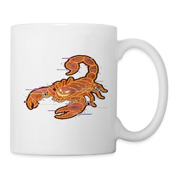 Cyber Skorpion – Neon Glitch Art T-Shirt - Tasse - Weiß - Rechts