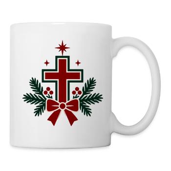Weihnachtskreuz mit Schleife - Tasse - Weiß - Rechts