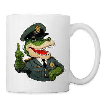 Krokodil Polizist - Tasse - Weiß - Rechts