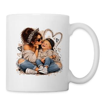 Herzige Mutter-Kind Liebesmomente - Tasse - Weiß - Rechts