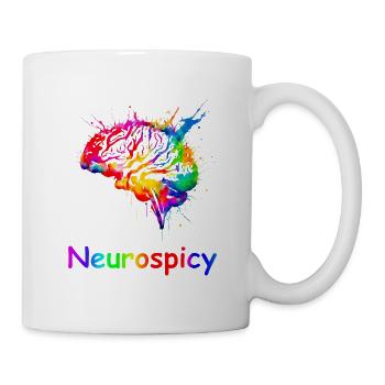 Neurospicy, farbenfrohe, ADHS-Autismus-Gehirn - Tasse - Weiß - Rechts