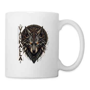 Wikingerwolf Valhalla – Geometrische Runen - Tasse - Weiß - Rechts