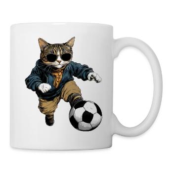 Katzen Fussball / Fussballer Katze - Tasse - Weiß - Rechts