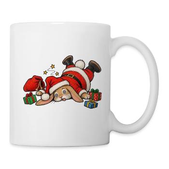 Lustiger gefallener Hase Winter-Paket-Hasen-Humor - Tasse - Weiß - Rechts