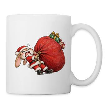 Lustiger Hasen-Riesensack-Winter-Hasen-Humor - Tasse - Weiß - Rechts
