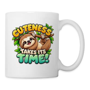 Niedlichkeit nimmt sich Zeit – süßes Baby-Faultier - Tasse - Weiß - Rechts