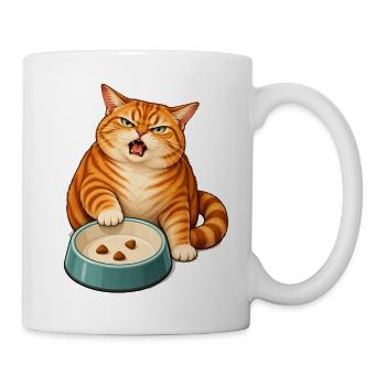 Futternapf-Drama – Empörte orange Katze - Tasse - Weiß - Rechts