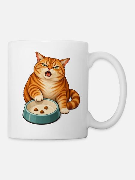 Futternapf-Drama – Empörte orange Katze - Tasse - Weiß