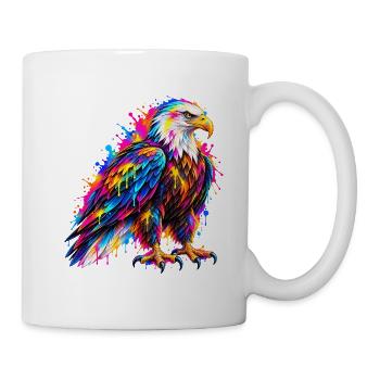 Weißkopfseeadler – Bunte Neon Graffiti Kunst - Tasse - Weiß - Rechts