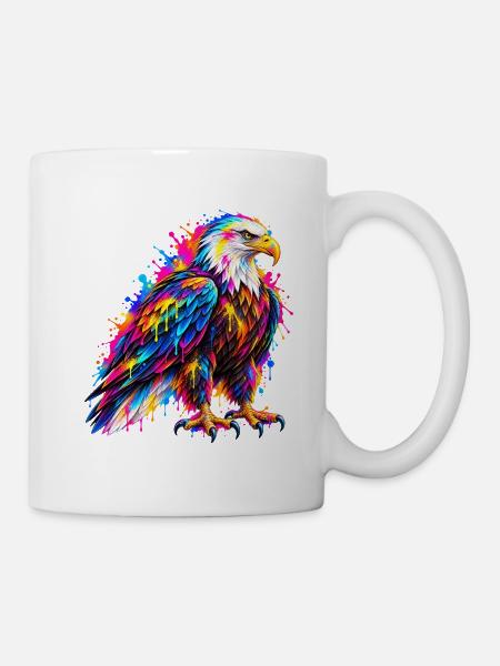 Weißkopfseeadler – Bunte Neon Graffiti Kunst - Tasse - Weiß