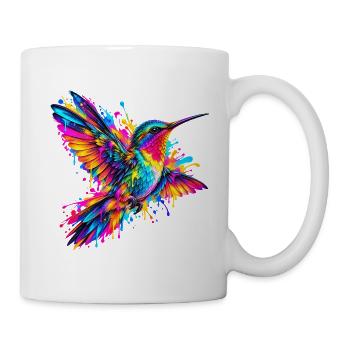 Kolibri – Buntes Neon Graffiti Vogelmotiv - Tasse - Weiß - Rechts
