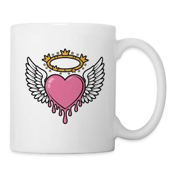 Geflügeltes Herz mit goldenem Heiligenschein - Tasse - Weiß - Rechts