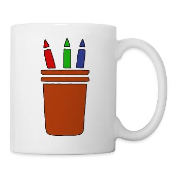 Buntstifte im Topf - Tasse - Weiß - Rechts