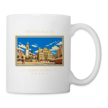 Deutschland Augsburg Vintage Reisemarke - Tasse - Weiß - Rechts