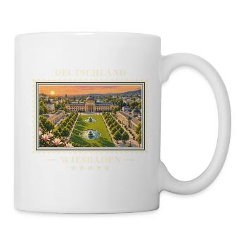Deutschland Wiesbaden Vintage Reisemarke - Tasse - Weiß - Rechts
