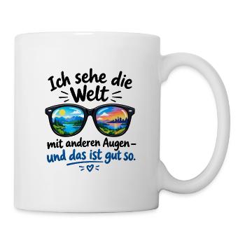 Weltblick in Sonnenbrille - Tasse - Weiß - Rechts