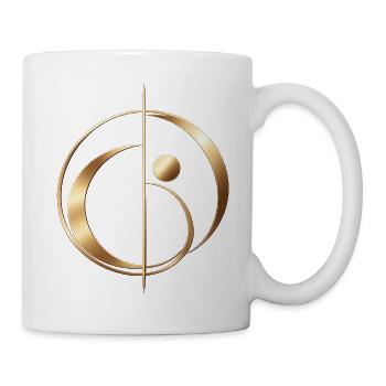 Business Elegance – Elegantes Gold-Emblem - Tasse - Weiß - Rechts