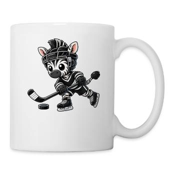 Cooles Zebra Eishockey Spieler Cartoon - Tasse - Weiß - Rechts