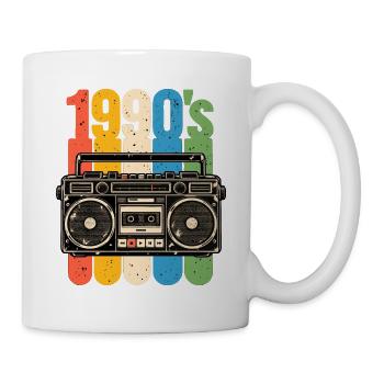 1990er Stereo und Kassetten Nostalgie - Tasse - Weiß - Rechts