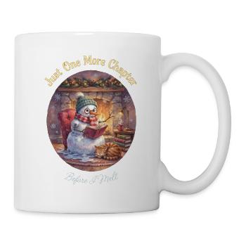 Schneemann liest Buch vor dem Kamin - Tasse - Weiß - Rechts