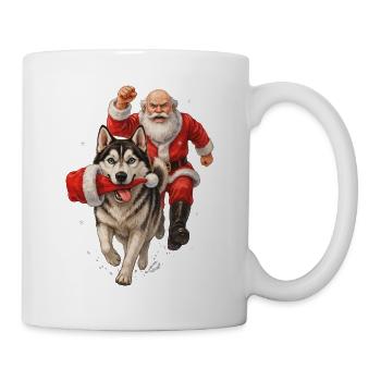 Husky klaut Weihnachtsmannmütze - Tasse - Weiß - Rechts