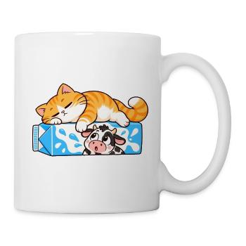 Katze und Kuh - Tasse - Weiß - Rechts