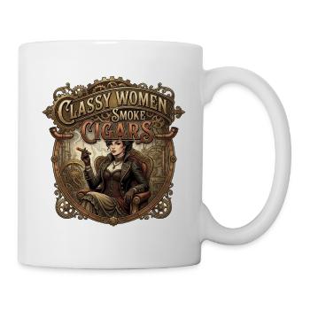 Classy_Woman_Smoke_Cigars - Tasse - Weiß - Rechts
